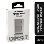 PowerZ Universal Portable Powerbank 5000mah - Silver, Plastic, 15x8.5x2cm