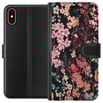 Apple iPhone XS Svart Plånboksfodral Blommor
