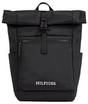 Tommy Hilfiger Men Backpack Monotype Rolltop Hand Luggage, Multicolor (Black), One Size
