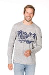 super. natural Homme M Graphic 140 T-Shirt à Manches Longues pour Femme en Laine mérinos XXL Ash Melange/Mountain Sketch Print