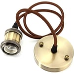 Hängande lampa Vintage Modern Industriell Stil E27 Lampfäste Sockel med 1M Rund Flätad Kabel-Antik Mässing(Brons)