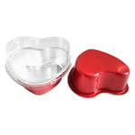 Heart Shape Aluminum Foil Cake Molds Trays with Lids, Valentine's Day Couple Family Handmade Soap Moulds Egg Tart Cake Baking Pan for Home Kitchen DIY Baking Tools (Red)