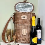 Wicker 2 Bottle Carry Basket Picnic Drinks Chiller Storage Carrier Bottle Opener
