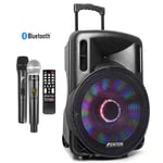 Portable PA Speaker System with Wireless Microphones, Bluetooth, Lights 15" 800W