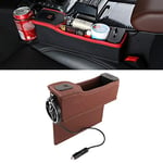 Automotive storage box LGMIN DERANFU Multi-function Car Main Driving Position Dual USB Charging Digital Display Storage Box Crevice Water Cup Holder (Black) products (Color : Brown)