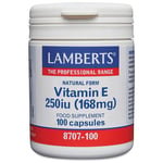 Lamberts Natural Vitamin E 250iu Capsules  (100)  BBE 10/2026