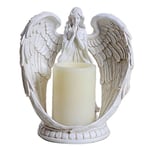 Praying Angel Wings Figurine Statue Sculpture Memorial Statue Wings Angel LED Candle Holder with 6 Hours Timer Home Wedding Christmas Church Votive Candle Light - Mothers Nana Grandma Gift 9-Inch