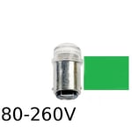 Grön LED signallampa T14x30 5lm Ba15d 0,4W 80-260V