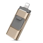 Yoope Clé USB 3.0 de Stockage Externe pour iPhone, iPad, 128 Go - Compatible avec n'importe Quel modèle PC/Pad/téléphones Android (doré)