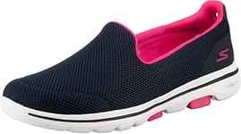Skechers Girl's Go Walk 5 Fantasy Slip On Trainers, Blue Navy Textile Hot Pink Trim Nvhp, 3 UK