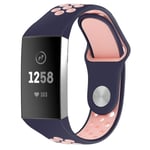 INF Fitbit Charge 3/4 Armband I Silikon Marinblått/rosa - L Marinblå/rosa