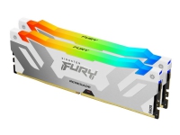 Kingston FURY Renegade RGB - DDR5 - sats - 32 GB: 2 x 16 GB - DIMM 288-pin - 7600 MHz / PC5-60800 - CL38 - 1.45 V - ej buffrad - on-die ECC - vit och silver