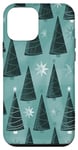 Coque pour iPhone 12 mini Love Christmas Arbres de Noël Bleu Aquarelle Turquoise Noël
