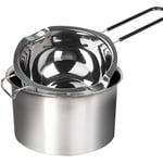 Cuasting 2-Pack Stainless Steel Double Boiler, Heat-Resistant Handle for Chocolate, Butter, Cheese, Caramel and Candy- Steel Melting Pot, 2 Cup Capacity, Universal Pad