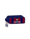Safta F.C. BARCELONA - Triple Zip Pencil Case, Children's Pencil Case, Ideal for Children from 5 to 14 Years, Comfortable and Versatile, Quality and Resistance, 21 x 7 x 8.5 cm, Navy/Maroon, Navy