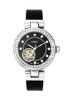 Rotary Women's Watch Skeleton Automatic Watch with Leather Strap LS003/A/13