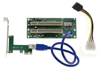Adaptateur Convertisseur PCI vers PCI Express PCIe 1x - 2 PORTS - CHIPSET ASM - Liaison par cordon USB3 50cm