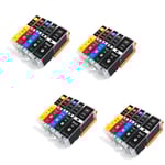 Canon Pixma PGI-580 / CLI-581 XXL 4 X Set (20-pack) BK/Bk/C/M/Y kompatibla ersättningspatroner (ej Canon original). Fri frakt.