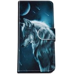Felfy Compatible with LG Q70 Phone Case PU Leather Protective Cover Cool Wolf Fashion Pattern Flip Wallet Case with Magnetic Stand Card Slots Shockproof Leather Cover for LG Q70