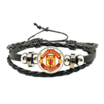 Gos- Fotbollsfans Tid Smycke Vävt Justerbart Läderrep Armband Manchester United