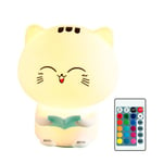 Cute Cartoon Cat 7 Colors Led Usb Rechargeable Night Light Lamp No.3 With Remote Control