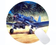 Round Mouse Pad with Stitched Edge,Vought F4U Corsair Warplane Laptop Round Mouse Pad Gaming Round Mouse Pad