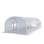 TOOLPORT Tunnelväxthus Växthus 4x8m stabil & hållbar med fönster - 180 g/m² tjock PE-presenning vit transparent