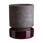Bergs Potter Hoff kruka o18 cm, Raw Grey-Deep Burgundy
