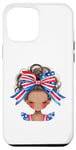 Coque pour iPhone 15 Pro Max Tenue noire pour fille du 4 juillet avec drapeau patriotique américain pour enfants