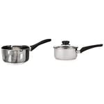 KitchenCraft Milk Pan, Induction Milk Pan with Pouring Lip, Stainless Steel Milk Pan, 14 cm, Silver & Morphy Richards 970117 Equip 18cm Pouring Saucepan with Glass Lid, Stainless Steel