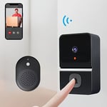 Noir Sonnette Intelligente WiFi 1pc avec Vision Nocturne, Audio Bidirectionnel, Rechargeable, Détection de Mouvement, Compatible Alexa, Sécurité Maison, Résistant aux Intempéries