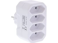 Inline Uttagsadapter Jordad Kontaktplugg Till 4X Euro-Uttag Vit (16471E)