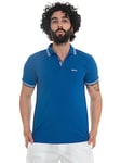 BOSS Mens Paddy Contrast-Logo Polo Shirt in Organic Cotton Blue