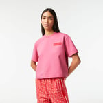 T-shirt femme Lacoste oversize fit en jersey de coton Taille 42 Rose Reseda