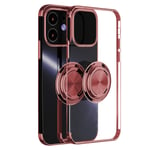 iPhone 12 Pro Max Case, Ultra Thin Clear iPhone 12 Pro Mobile Phone Case, TPU Bumper Protective Case with 360 Degree Ring Stand for Magnetic Car Mount Metal Frame Case Cover for iPhone 12 Mini