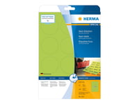 Herma Special - Papper - Matt - Permanent Självhäftande - Självlysande Grön - 60 Mm Rund 240 Etikett (Er) (20 Ark X 12) Fluorescerande Etiketter
