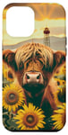 iPhone 12 Pro Max Scottish Highland Cow, Western Spring Farm Sunflower Country Case