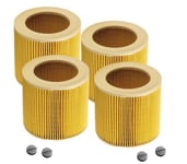 4 X Wet & Dry Vacuum Cleaner Filters For Karcher Cylinder Vacuums