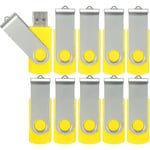 10-pack USB-minnen USB 2.0 tum enhet Bulk-pack Snurrbar Memory Stick Vik lagring Jump Drive Zip Drive 10 Pack Gul 4GB