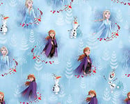 Little Johnny - Disney Frozen Anna, Elsa & Olaf Digital Cotton Fabric - by 0.5 M Multiples (100% Cotton, 115 GSM, Width 147cm, Genuine Licensed Fabric)