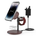 Mag-Safe Wireless Charger Stand,Upgrade 3 in 1 Magnetic Wireless Charging Station with Mag safe Charging for iPhone 15 14 13 12 Pro Max/Plus/Pro/Mini,iWatch Ultra 9/8/7/SE/6/5/4,AirPods (with Adapter)
