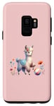Galaxy S9 Pink Cute Alpaca with Floral Crown and Colorful Ball Case