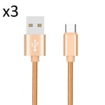 Pack de 3 Cables Metal Nylon Type C pour JBL FLIP 5 Smartphone Android Chargeur Connecteur - OR