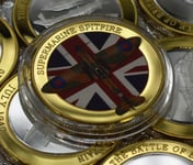 The Commemorative Coin Company SUPERMARINE SPITFIRE & THE BATTLE OF BRITAIN Fine Silver & 24ct Gold 'Dual Metal' Commemorative. WW2, 1944