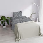 DAFNE Printed Bedding Set, Microfibre, Citylife Grey, Single