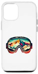 Coque pour iPhone 12/12 Pro Lunettes de ski rétro, snowboard vintage, cool skieur