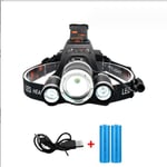 Uppladdningsbar LED-pannlampa, 5000 lumen pannlampa, superlätt T6 LED-huvudlampa, vattentät huvudlampa med 2 batterier.