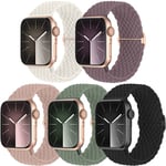 5-pack vävt Solo Loop-kompatibelt armband till Apple Watch 40 mm, 38 mm, 41 mm för kvinnor och män - Justerbart nylonband, elastiskt, sportband C C 42/44/45/49mm