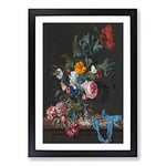 Big Box Art Still Life with Flowers Vol.1 by Willem Van Aelst Framed Wall Art Picture Print Ready to Hang, Black A2 (62 x 45 cm)