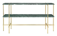 TS Console Rectangular 2 Racks - Green Guatemala Marble/Brass Frame